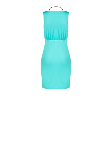 Vestido Curto Tubinho em Malha com Colar Integrado Rinascimento