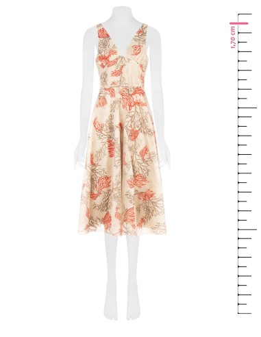 Vestido Midi Rodado em Lyocell com Duplo Decote em V e Elástico nas Costas Rinascimento