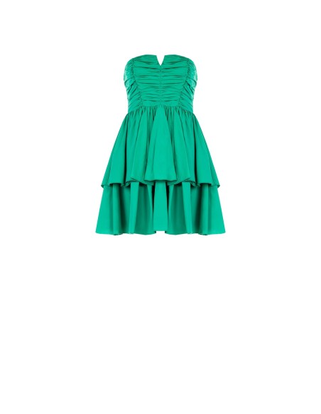 Vestido curto Bambolina em algodão com corpete franzido Rinascimento