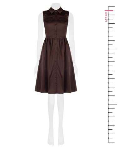 Vestido Midi Em Mistura De Algodão Elástico Com Bolsos Rinascimento