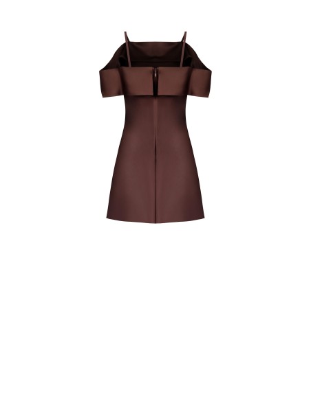 Vestido Curto Evasado em Cetim com Alças Finas Rinascimento
