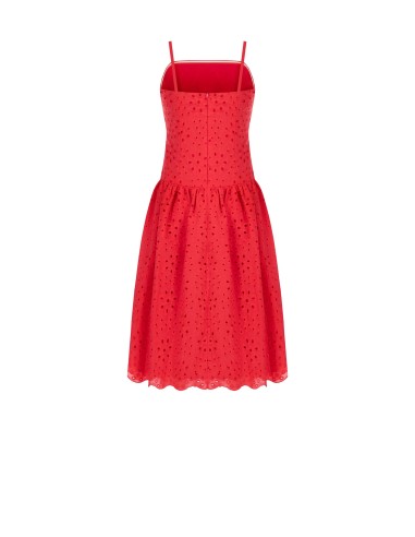 Vestido midi em algodão sangallo com saia com volantes Rinascimento