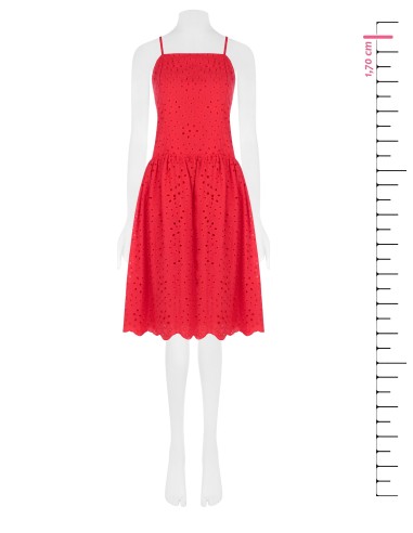 Vestido midi em algodão sangallo com saia de folhos Rinascimento