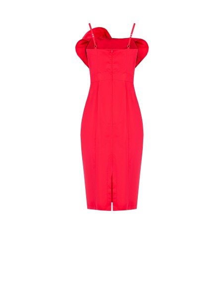 Vestido Tubinho Em Algodão Com Maxi Rosa Estruturada Rinascimento