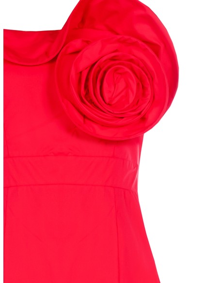 Vestido tubinho em algodão com maxi rosa estruturada Rinascimento