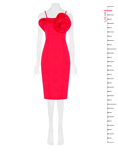 Vestido tubinho em algodão com maxi rosa estruturada Rinascimento