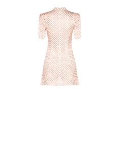 Vestido Curto Evasê Em Cetim De Bolinhas Com Decote Em V E Lenço Rinascimento 2
