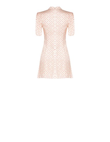 Vestido Curto Evasé Em Cetim Com Bolinhas Com Decote Em V E Lenço Pequeno Rinascimento