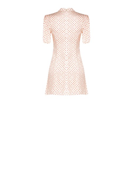 Vestido Curto Evasé Em Cetim Com Bolinhas Com Decote Em V E Lenço Pequeno Rinascimento