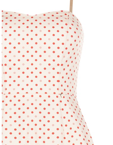 Vestido Curto Em Mistura De Algodão Às Bolinhas Com Barra Com Folho Rinascimento