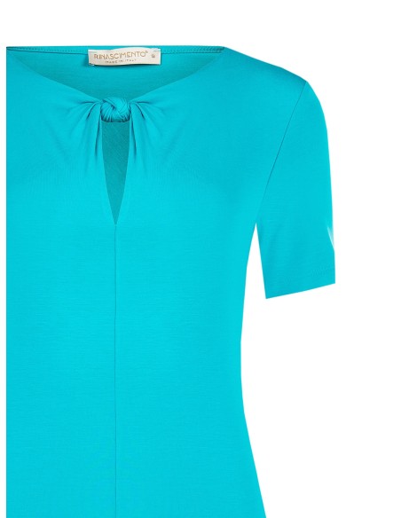 Top justo em viscose com nó e recorte em gota Rinascimento