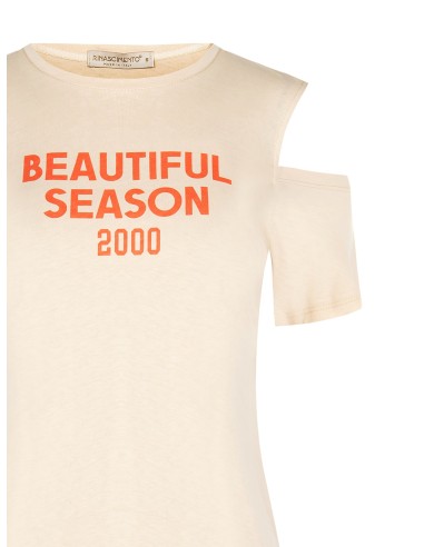 T-shirt regular em algodão com cut-out nos ombros Rinascimento