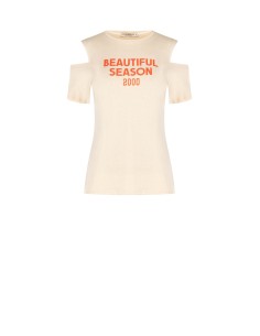 T-shirt regular em algodão com cut-out nos ombros Rinascimento