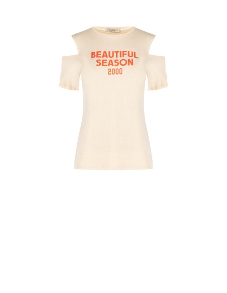 T-shirt regular em algodão com cut-out nos ombros Rinascimento