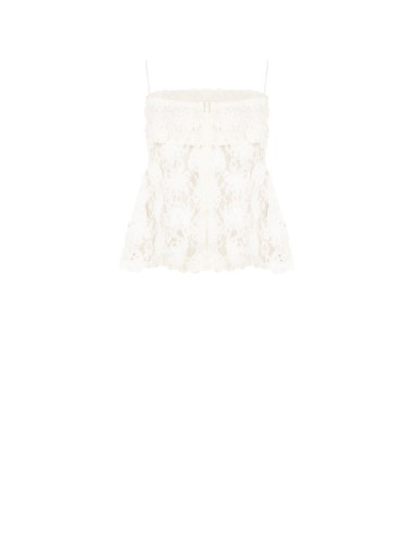Top Peplum coberto de rosas em tule em relevo Rinascimento