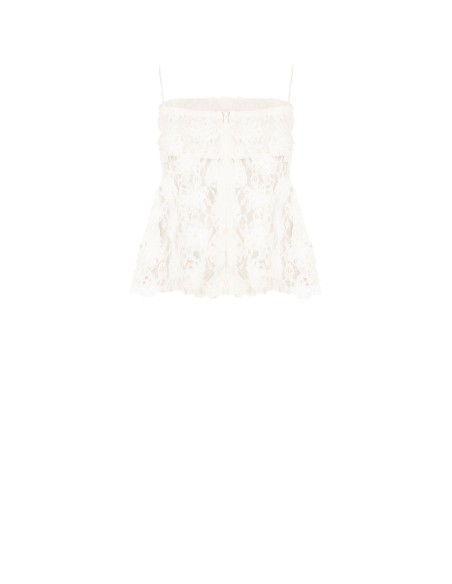 Top Peplum coberto de rosas em tule em relevo Rinascimento