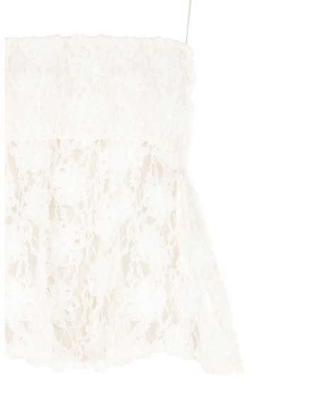 Top Peplum Coberto de Rosas em Tule em Relevo Rinascimento