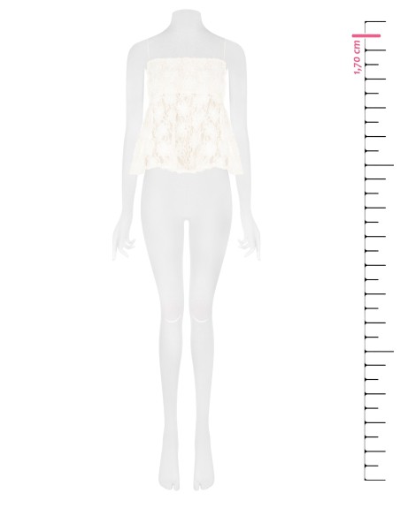 Top peplum coberto de rosas em tule com relevo Rinascimento