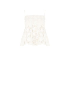 Top peplum coberto por rosas em tule em relevo Rinascimento