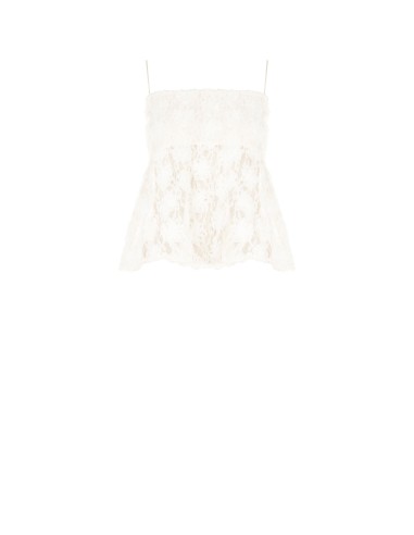 Top peplum coberto por rosas em tule em relevo Rinascimento