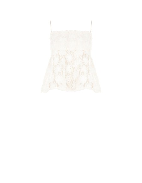 Top peplum coberto por rosas em tule em relevo Rinascimento