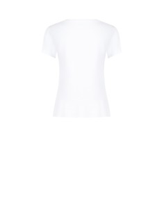 T-shirt regular em mistura de algodão com estampado e strass, feminina Rinascimento 2