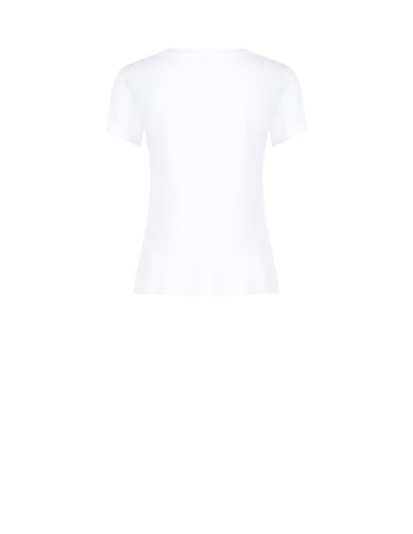 T-shirt regular em mistura de algodão, feminina, com estampa e strass Rinascimento