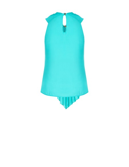 Blusa Cinturada Em Georgette Com Folhos Plissados Rinascimento