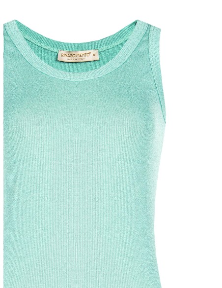 Top justo em malha canelada com fio de lurex Rinascimento