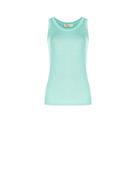 Top justo em malha canelada com fio Lurex Rinascimento