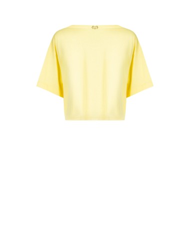 T-shirt curta oversize em algodão com escrita "Chardonnay" em cristais Rinascimento