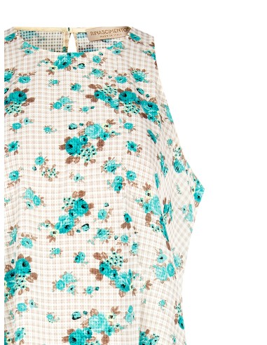 Blusa Trapézio Ampla Xadrez e Rosas Rinascimento