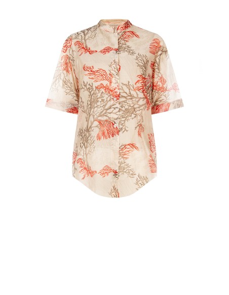 Camisa Em Lyocell Ultraleve Sem Colarinho Rinascimento