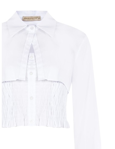 Camisa de duas peças destacáveis em mistura de algodão com top franzido Rinascimento