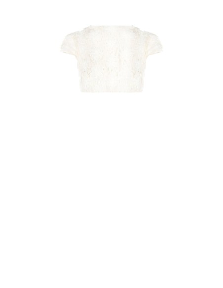 Bolero Capa para os Ombros em Tule Coberto de Flores em Relevo Rinascimento