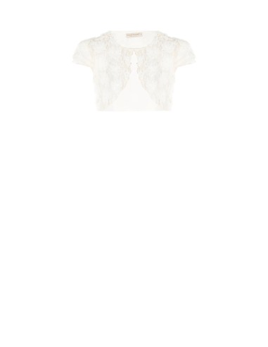 Bolero para os ombros em tule coberto com flores em relevo Rinascimento