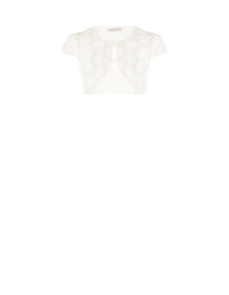 Bolero para os ombros em tule coberto com flores em relevo Rinascimento