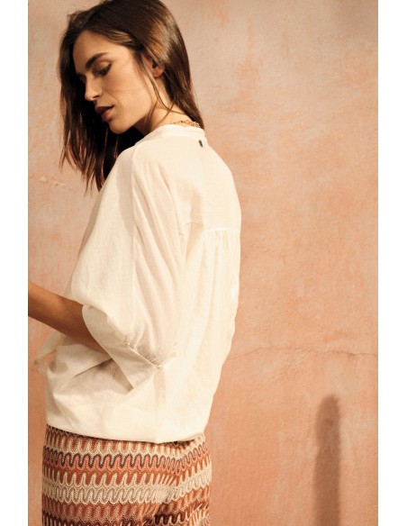 Camicia Cropped Con Nodo Frontale E Maniche Risvoltate Dixie - Vest...