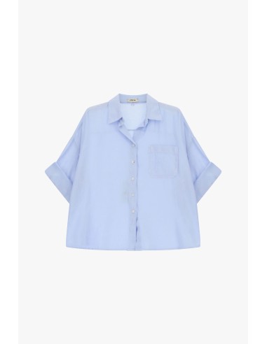 Camisa Ampla com Mangas 3/4 e Bolsinho Dixie