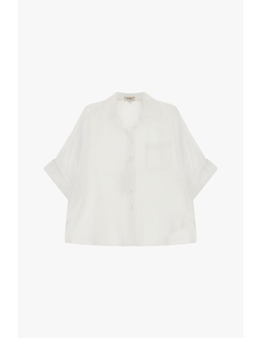 Camisa ampla com mangas 3/4 e bolsinho Dixie