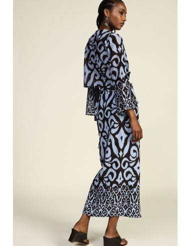 Saia midi com estampa abstrata e faixa Dixie