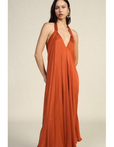 Vestido longo evasê com decote à americana Dixie