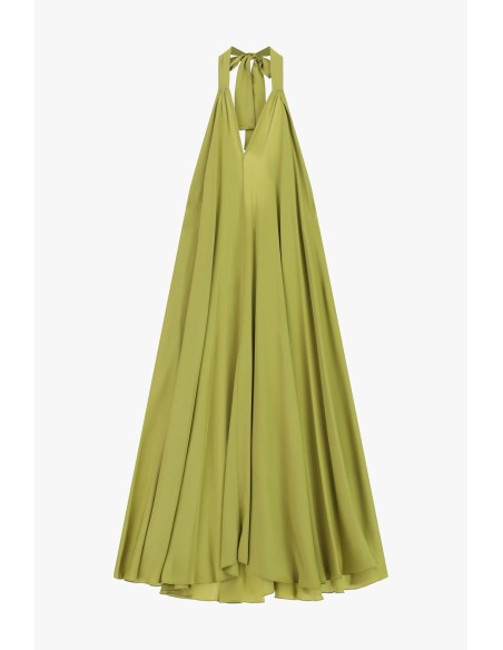 Vestido Longo Evasê com Decote Halter Dixie