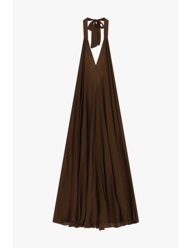 Vestido longo evasé com decote halter Dixie
