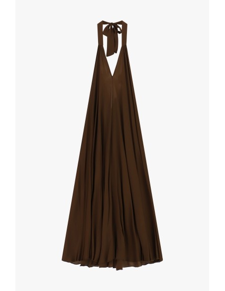 Vestido longo evasé com decote halter Dixie