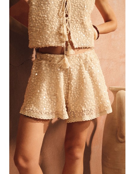 Shorts Em Renda Com Corte Amplo E Cintura Elástica Dixie