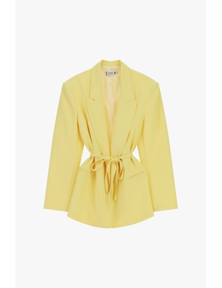 Blazer Regular Fit com Cintura Anudada e Bolsos Please