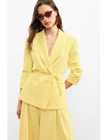 Blazer Regular Fit com Cintura Anudada e Bolsos Please