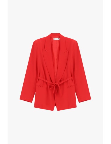 Blazer Regular Fit com Cintura Anudada e Bolsos Por Favor