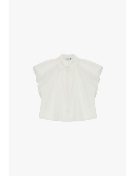 Camisa Cropped Mangas Amplas e Botões Please
